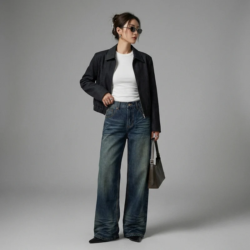 Pantalon Flare Denim Délavé