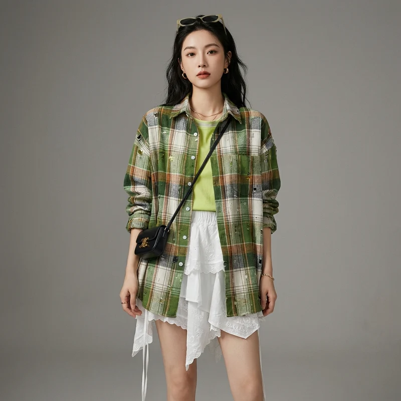 Veste Oversize à Carreaux