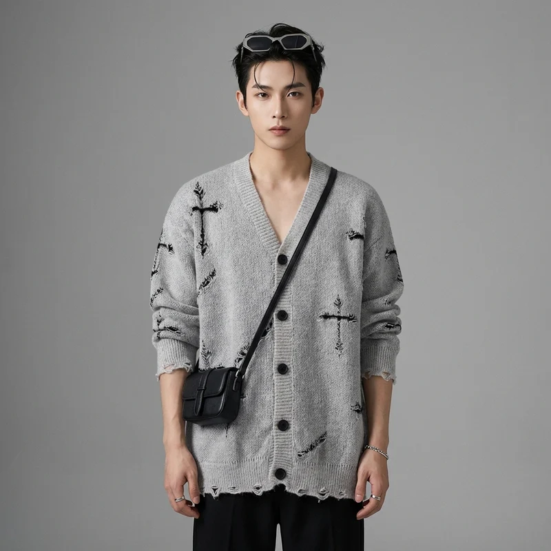 Cardigan Jacquard Col V
