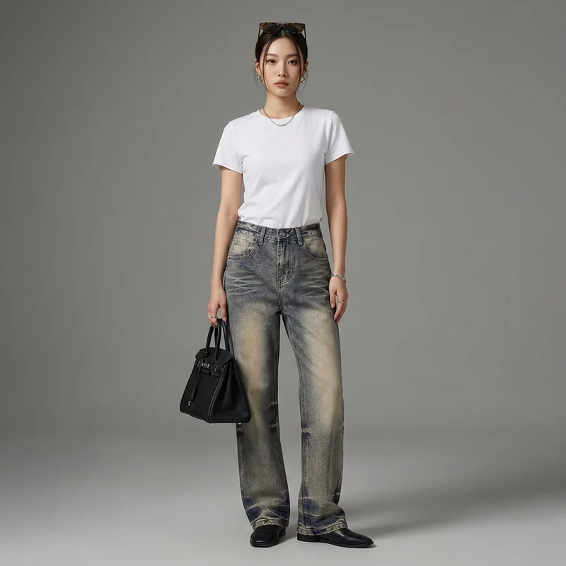 Jean Droit Loose Denim Lavé
