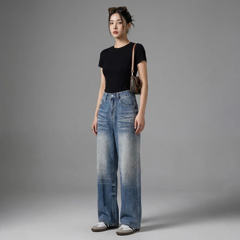Pantalon Large Denim Style Streetwear