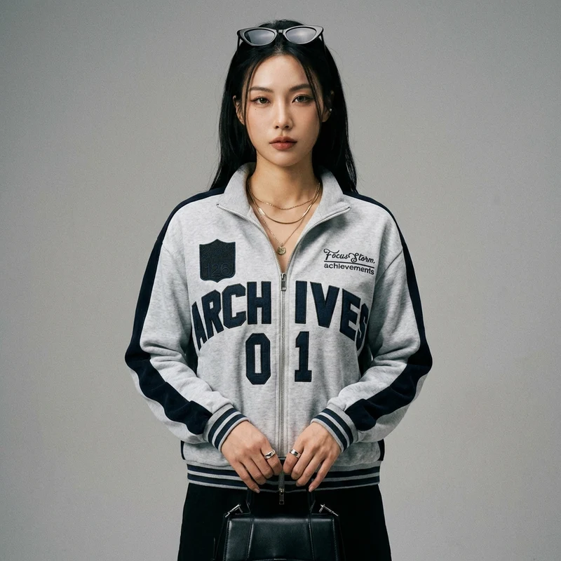 Veste Cardigan Loose Brodé Alphabet