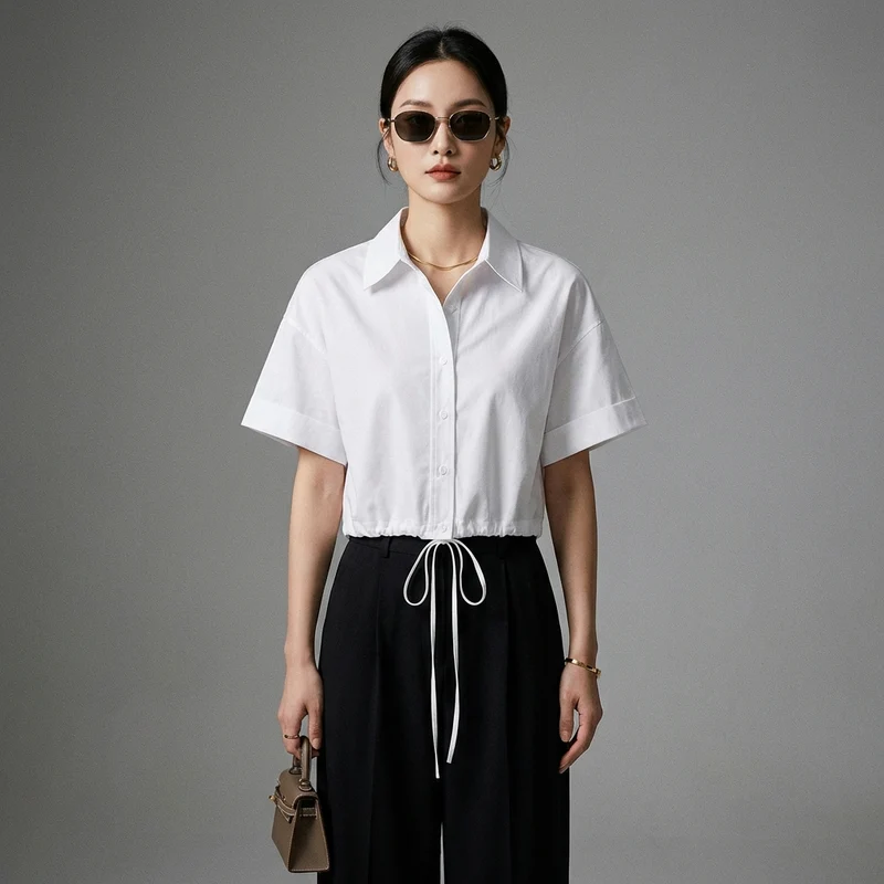 Chemise Courte Boutonnée Blanche
