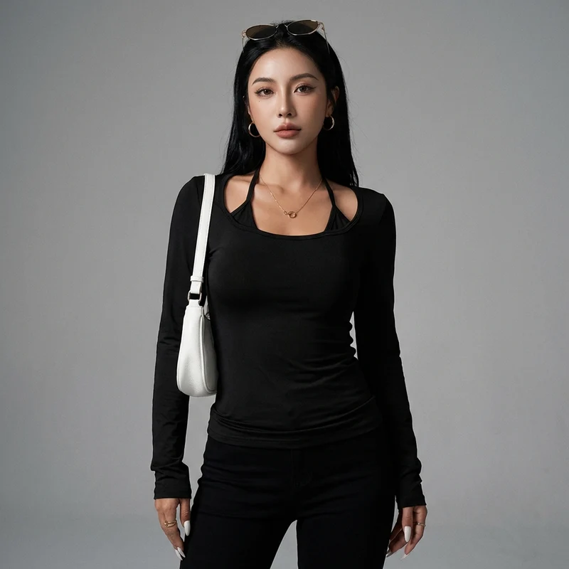 T-shirt Manches Longues Faux Superposé