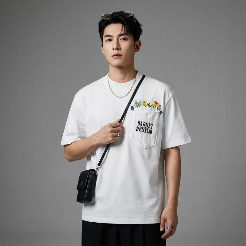 T-Shirt Brodé Floral Streetwear