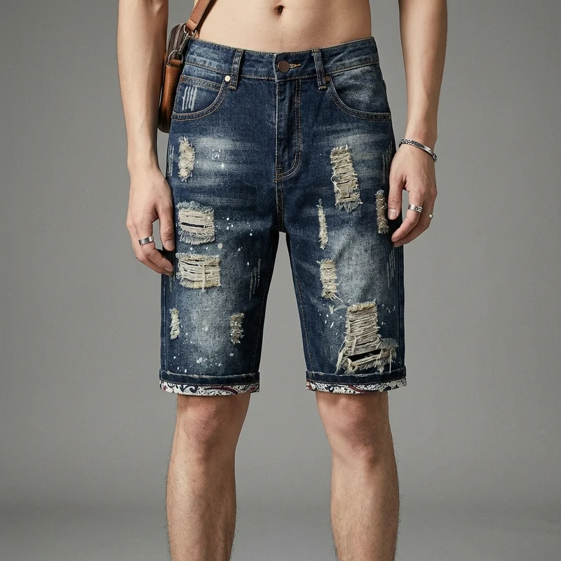 Short en jean délavé