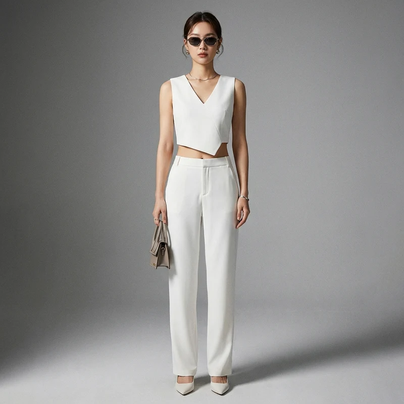 Ensemble Top Asymétrique & Pantalon Taille Basse