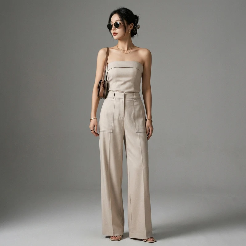 Ensemble Pantalon Large et Top Bustier