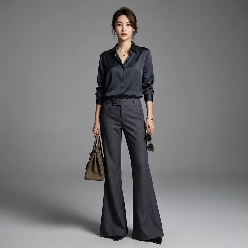 Pantalon Évasé Taille Basse