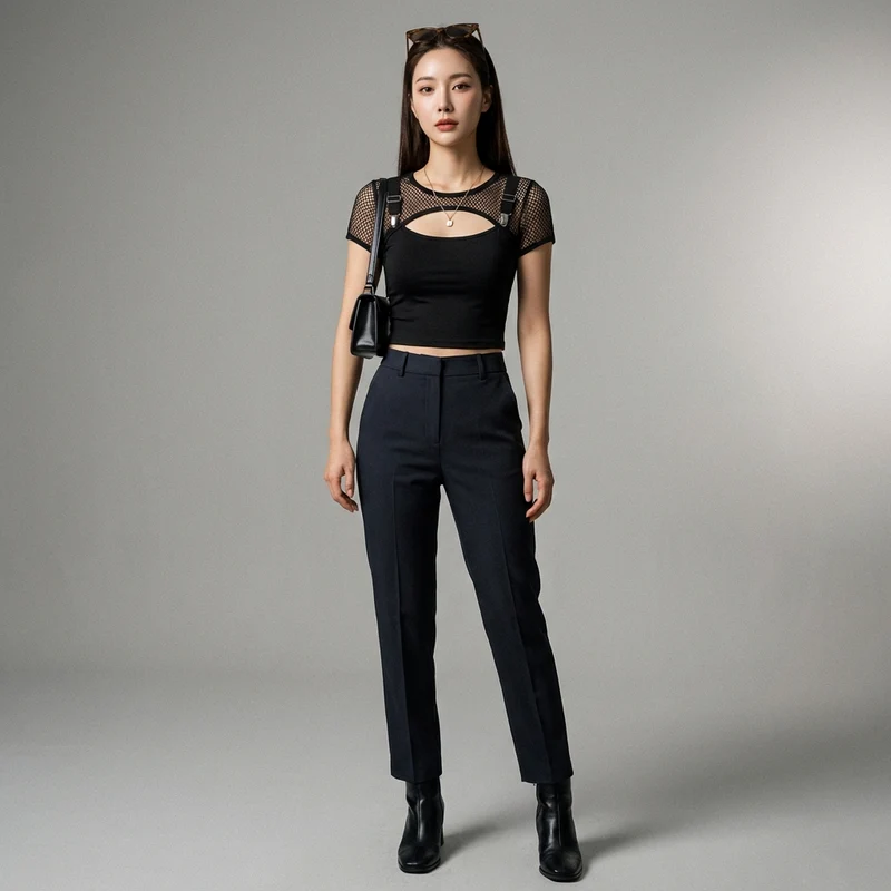 Top Slim Maille Noir