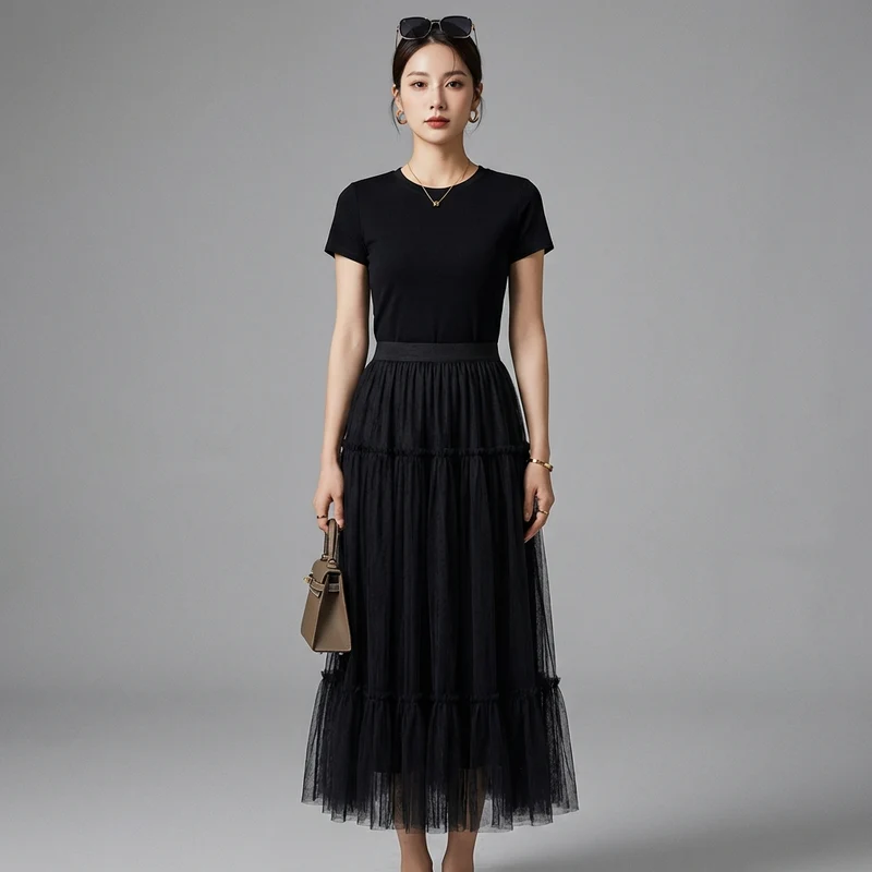 Jupe Longue Midi en Tulle