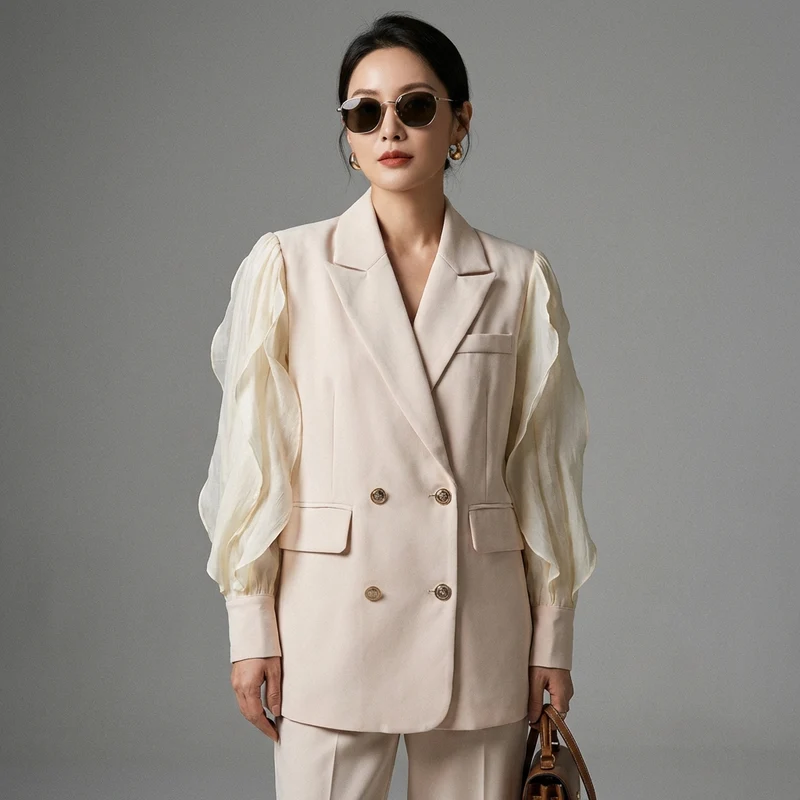 Blazer Coréen Manches Chiffon