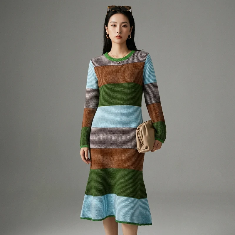 Robe Maille Bicolore Tendance