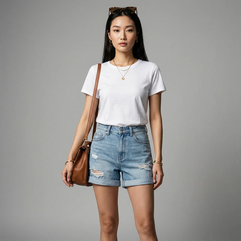 Short Denim Large Déchiré