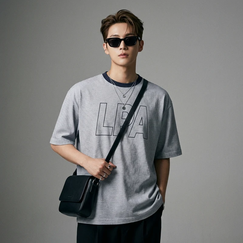 T-shirt Rayé Lettres Oversize
