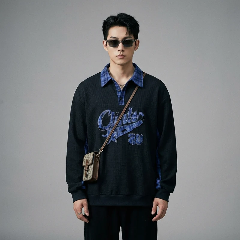 Sweat Col Chemise Américain