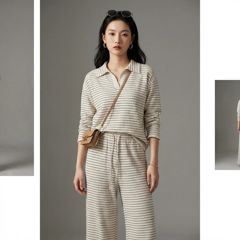 Ensemble Col Polo et Pantalon Tissé