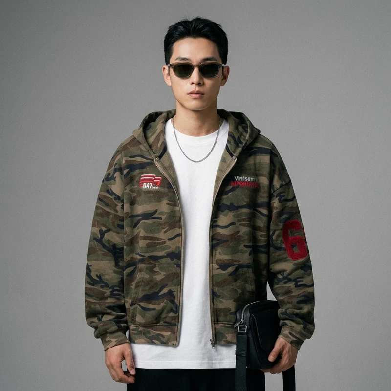 Sweat à Capuche Camouflage Streetwear
