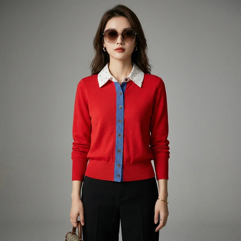 Cardigan Tricoté Rétro Élégant