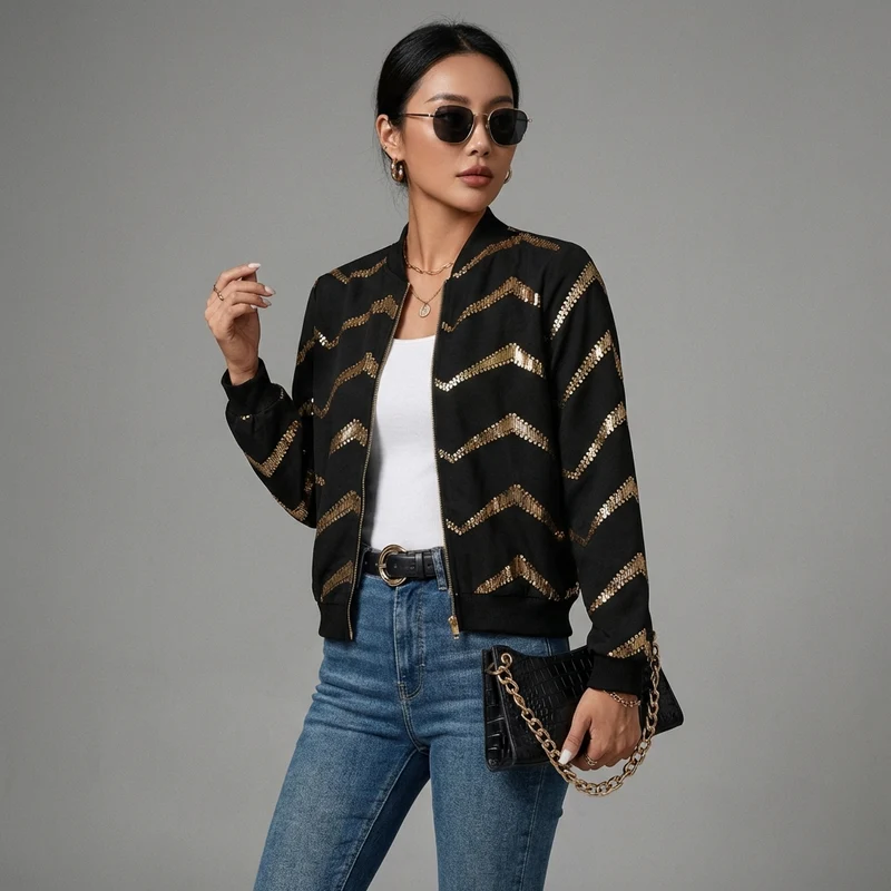Veste Baseball Zippée Imprimée