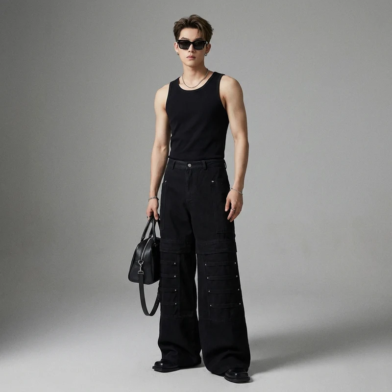 Pantalon Denim Large Streetwear