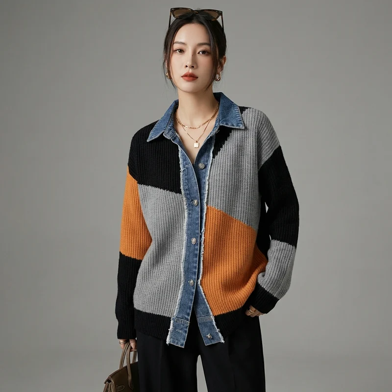 Cardigan Asymétrique Bicolore