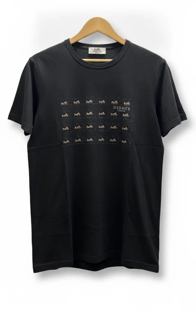 Hermès svart t-shirt med tryck