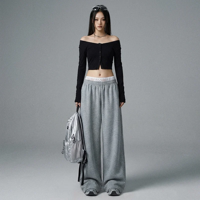 Pantalon Large Rayé Décontracté