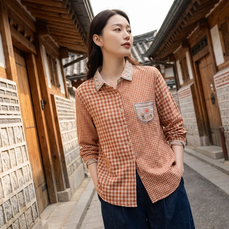 Chemise Coton Broderie Double Couche