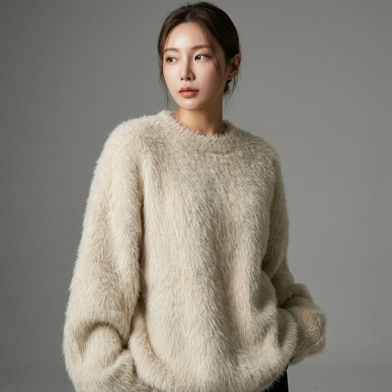 Pull Coréen Femme Col Rond Ample