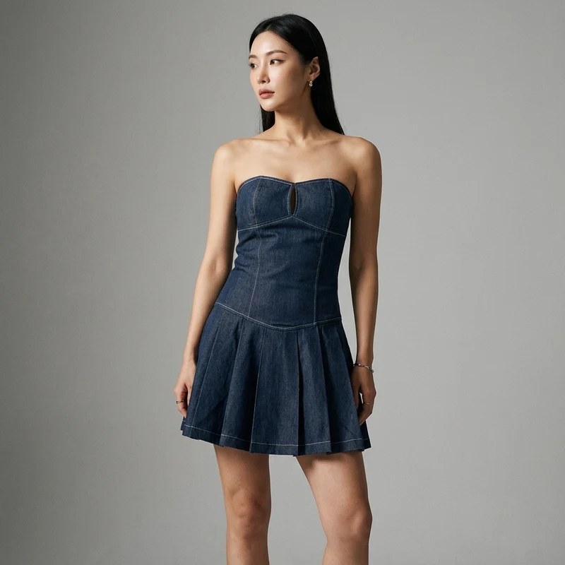 Robe Courte Plissée Coréenne