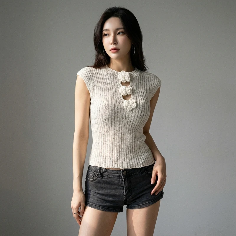 Gilet Coréen Femme à Fleurs