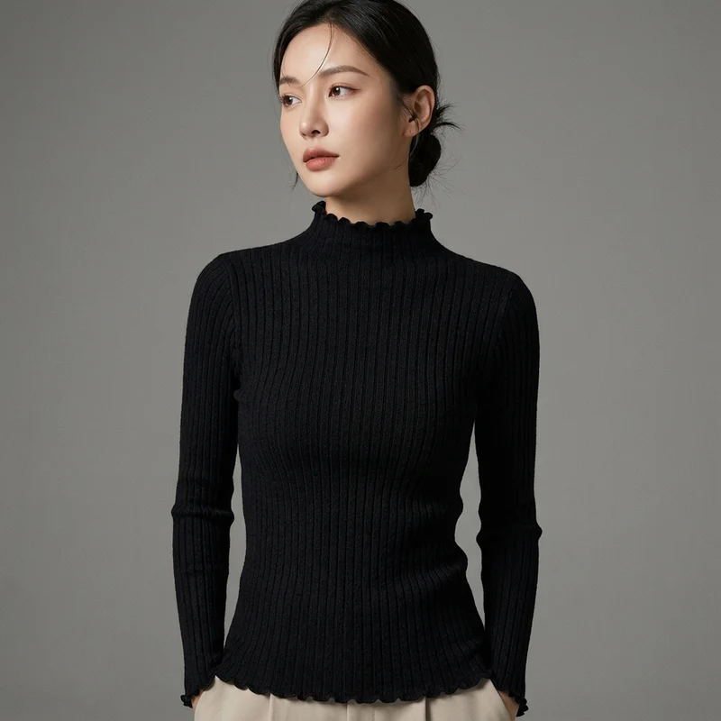 Pull Coréen Femme Col Montant