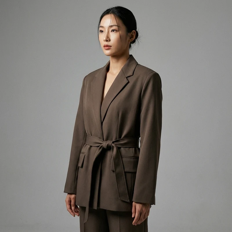 Veste Blazer Coréenne Ceinturée Femme