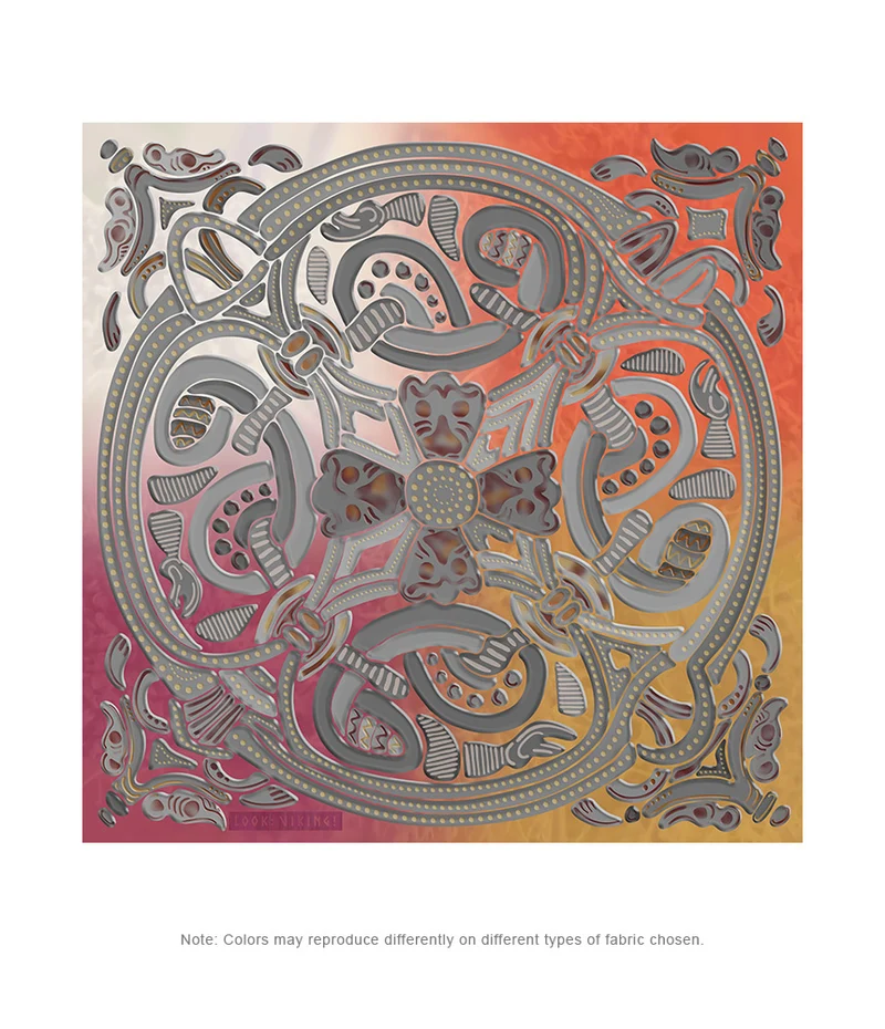 Viking Iron-Grey and Multicolor Borre 1 Silk-like Poly Scarf (4 sizes-3 fabrics)