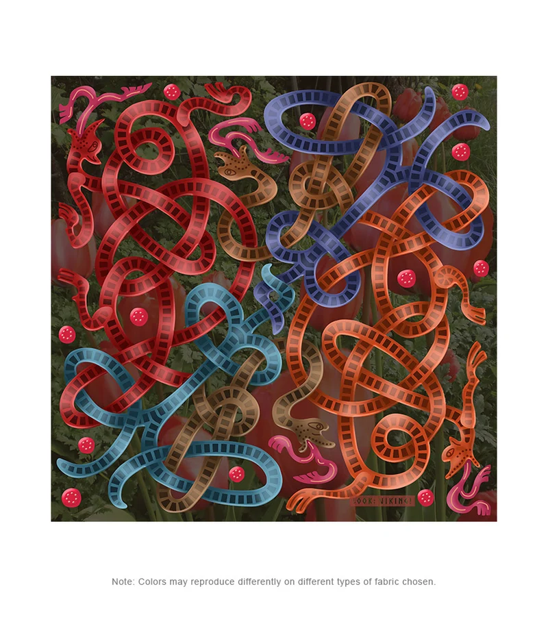 Viking Autumn Dark Red-Blue Jellinge 1 Transparent Poly Scarf (2 Sizes-2 fabrics)