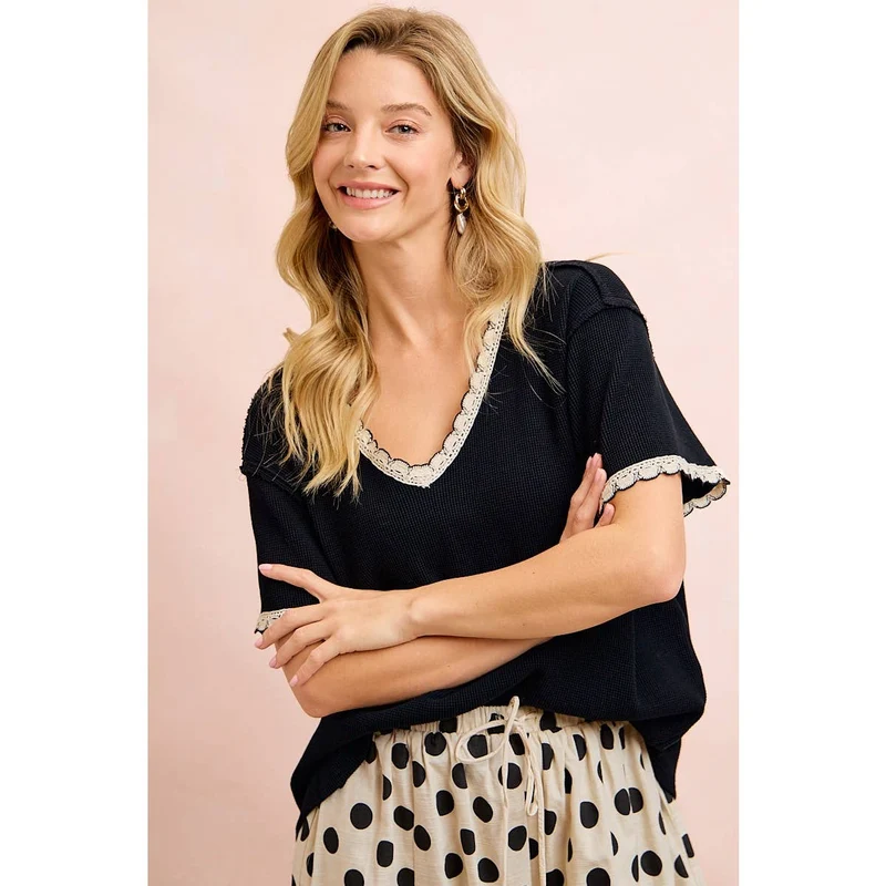 Luna Lace Trim Top