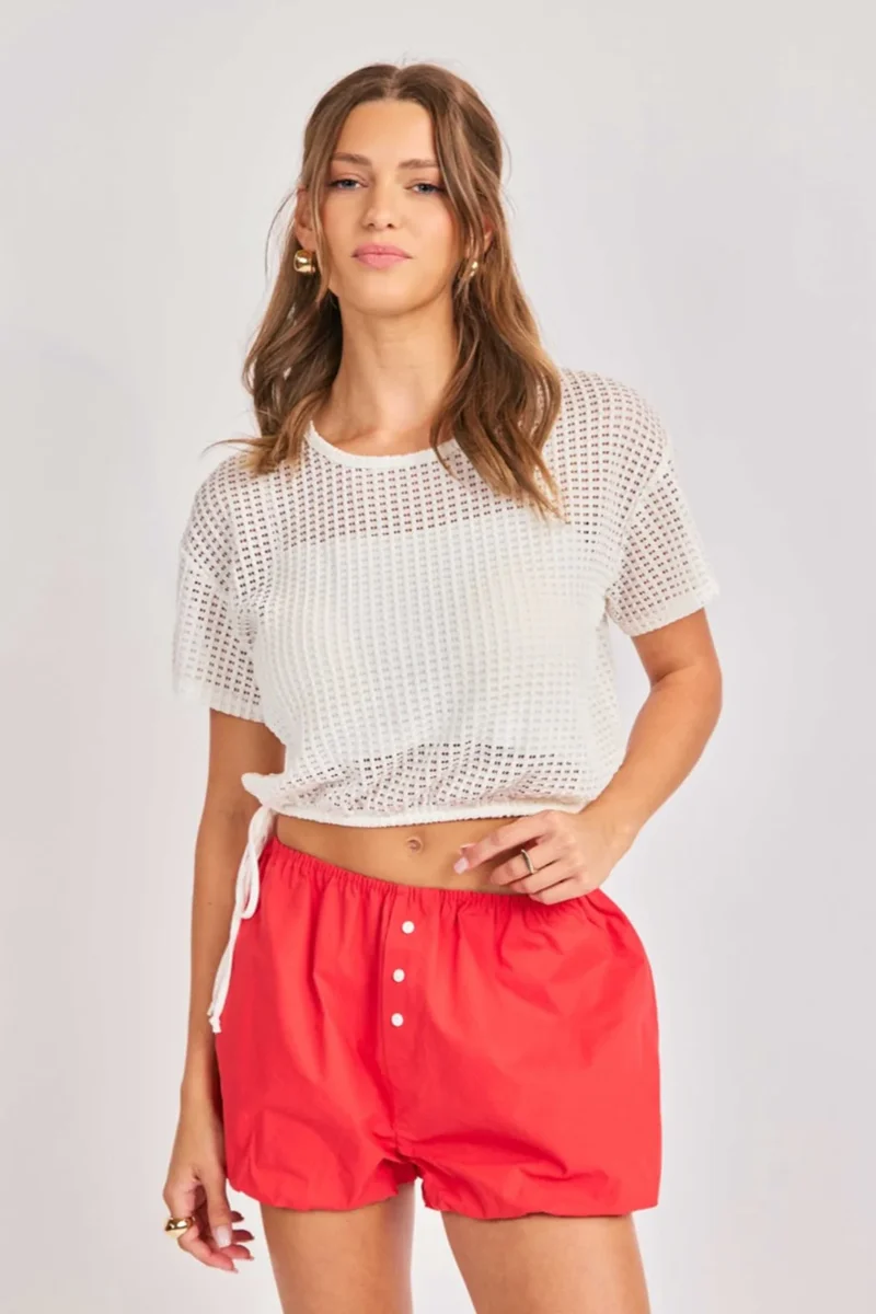 Ridge Elastic Hem Top