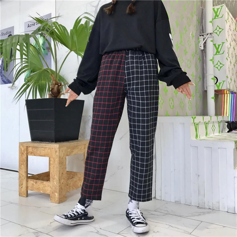 Pantalon Coréen Double Quadrillage