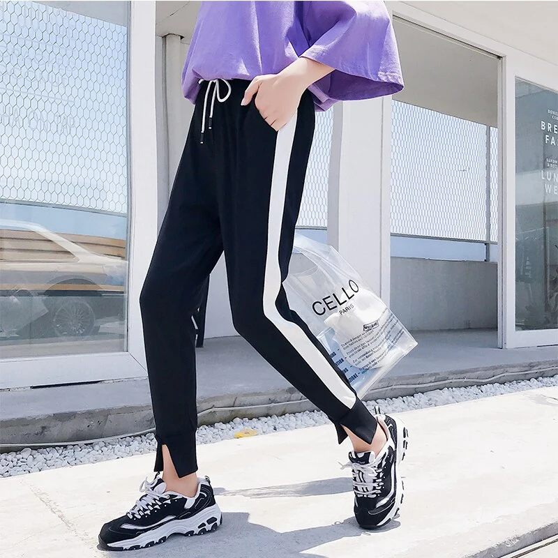 Pantalon Coréen Jogging Bandes Blanches