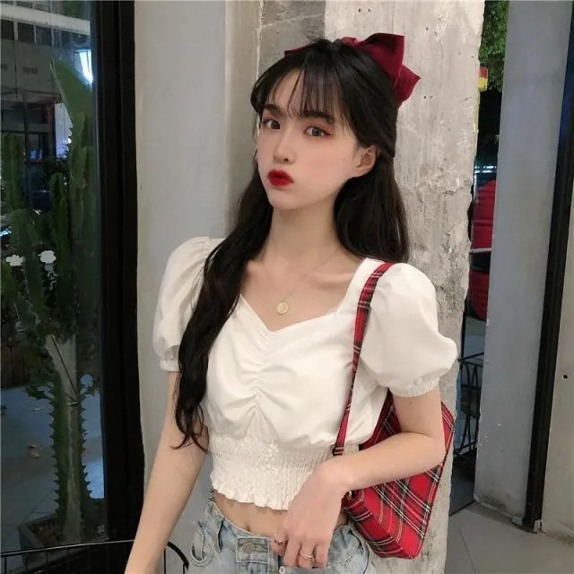 Crop Top coréen puff