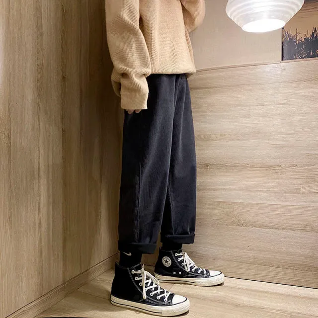 Pantalon droit en velours