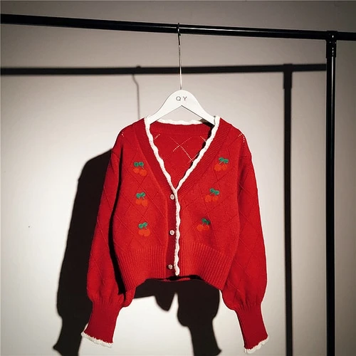 Pull coréen cerise