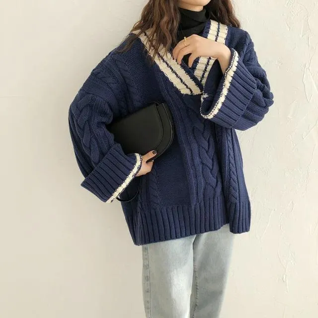 Sweat col V en laine