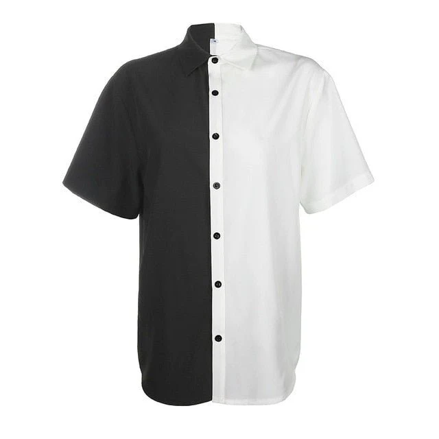 Chemise longue noire et blanche