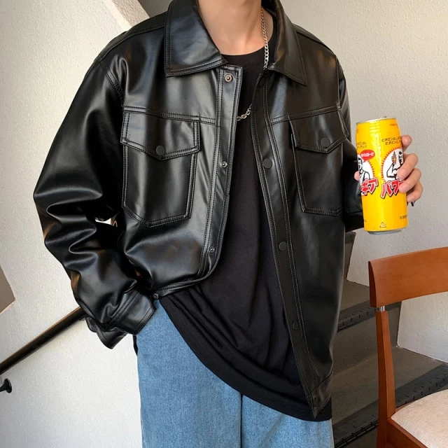 Veste en cuir coréenne