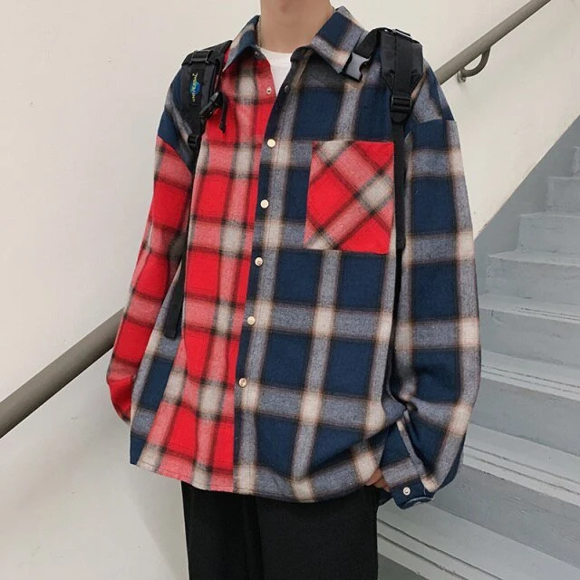 Chemise rouge et bleue