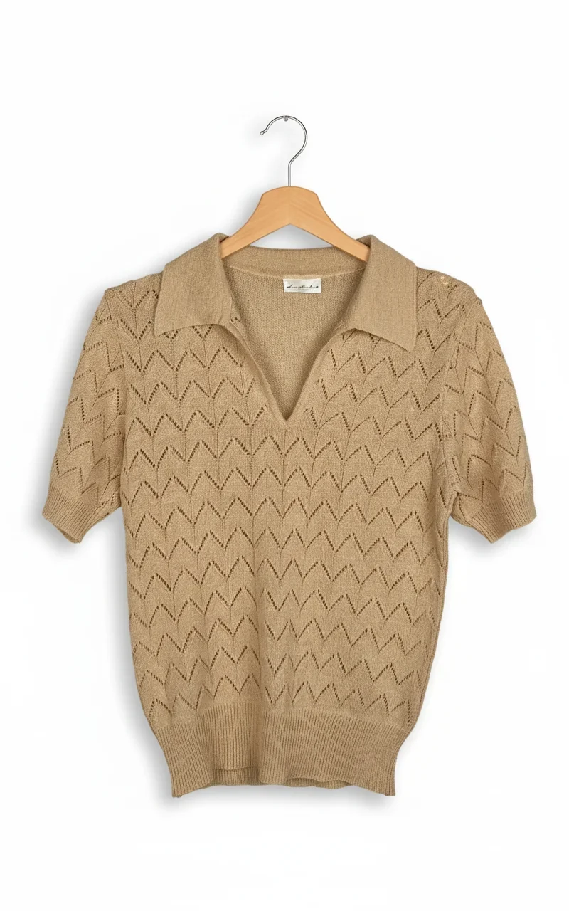 Louis Leonhardt beige mönsterstickad topp