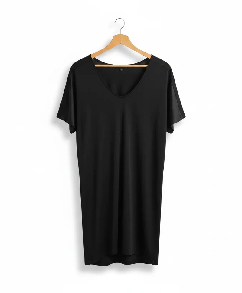 VERO MODA Denim svart klänning med kort ärm
