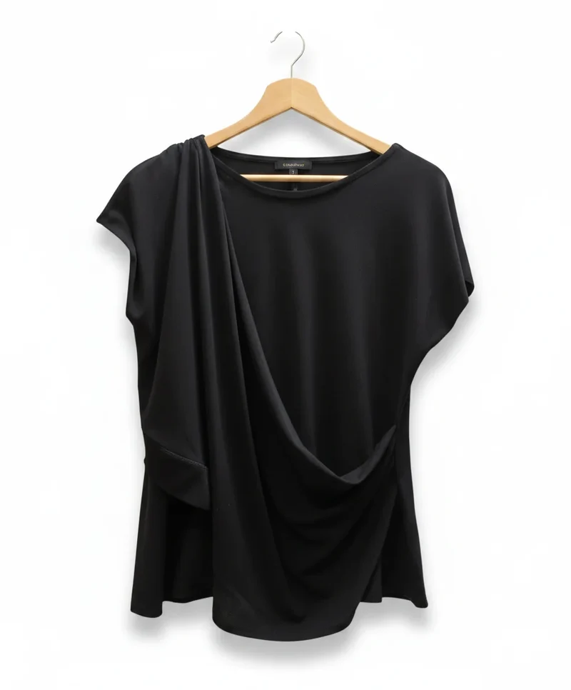 ZARA W/Bcollection draperad svart t-shirt